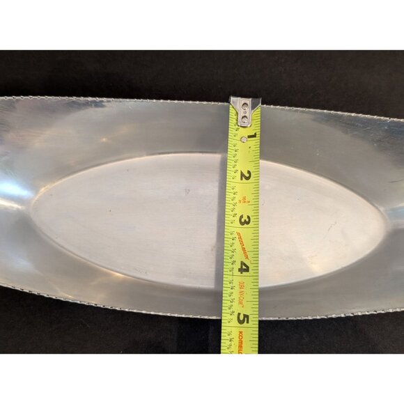 Vintage M.A Spain Aluminum Decorative Oval Serving Tray 16" Long - Picture 7 of 8